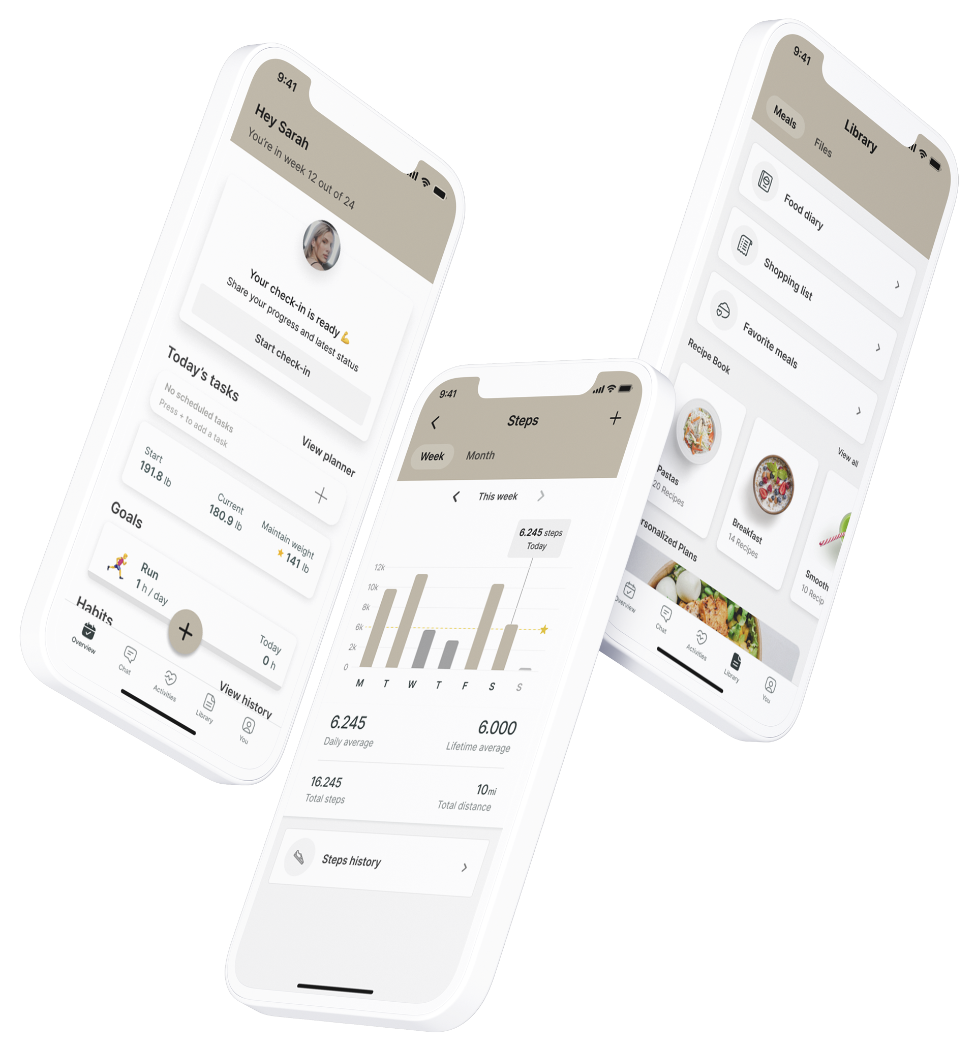 A mockup of the coaching app showcasing the features.
